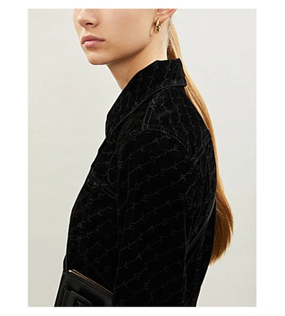 Shop Stella Mccartney Logo-woven Velvet Jacket In Black