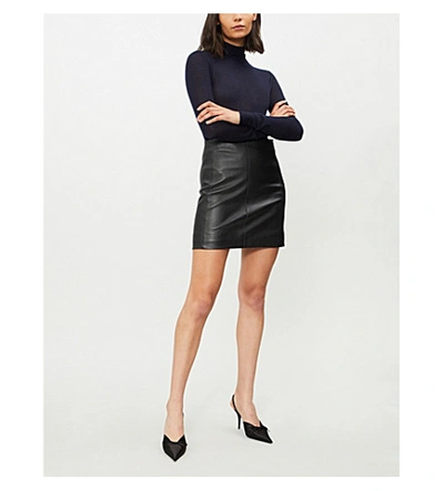 Shop Joseph Holt High-rise Leather Mini Skirt In Black