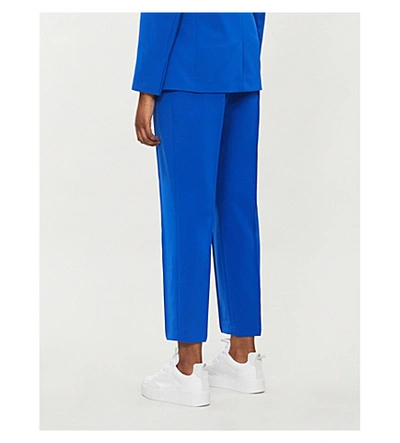 Shop Ted Baker High-rise Cropped Crepe Trousers In Blue
