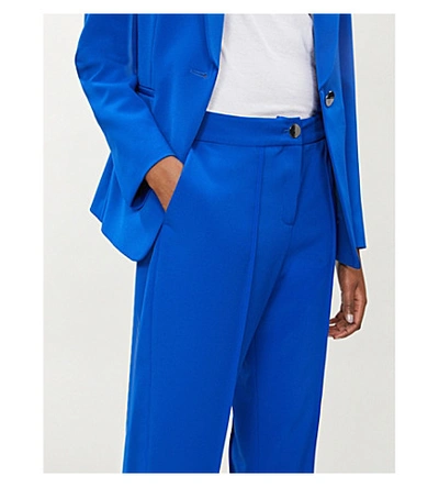 Shop Ted Baker High-rise Cropped Crepe Trousers In Blue