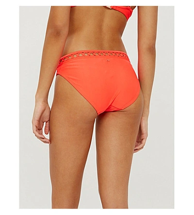 Shop Ted Baker Latrelo Scalloped-trim High-leg Bikini Bottoms In Red