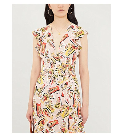 Shop Claudie Pierlot Floral-print Crepe Midi Dress