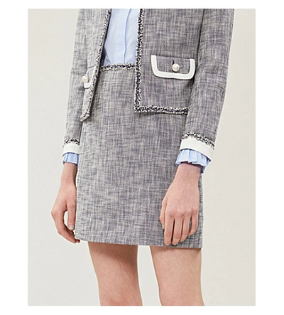 Shop Claudie Pierlot Cotton-blend Mini Skirt In Chambray Fonce   Shirtin