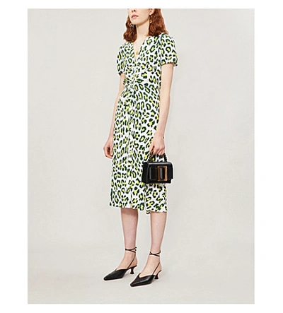 Shop Diane Von Furstenberg Cecilia Leopard-print Crepe Dress In Summer Leopard Sulfur