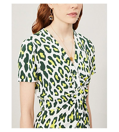 Shop Diane Von Furstenberg Cecilia Leopard-print Crepe Dress In Summer Leopard Sulfur