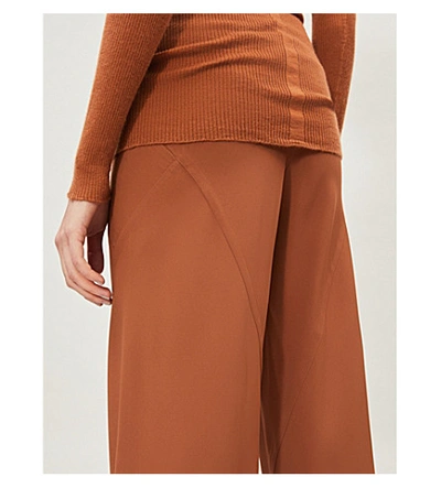 Shop Rick Owens Wide-leg High-rise Crepe Trousers In Rust