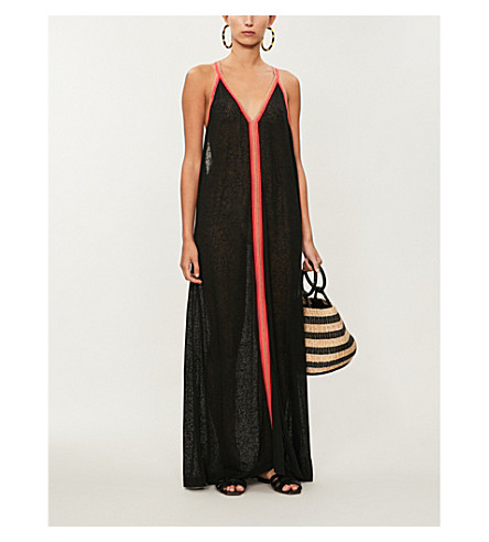 v neck jersey maxi dress