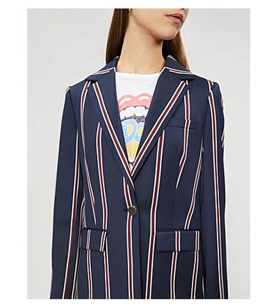 Shop Ted Baker Haryee Striped Woven Blazer In Navy