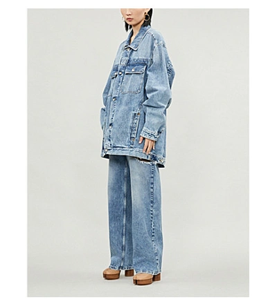 Shop Maison Margiela Oversized Faded Ripped Denim Jacket