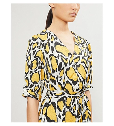 Gestuz Irina Leopard-print Satin Midi Dress In Yellow Animal | ModeSens