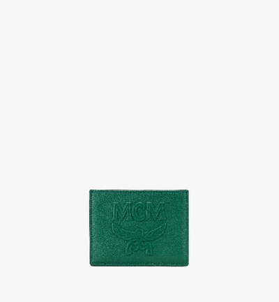 Shop Mcm Coburg Card Holder In Injection Leather In Green | Eden