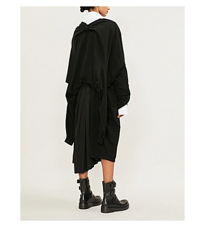 Shop Aganovich Cape Cotton-jersey Dress In Black