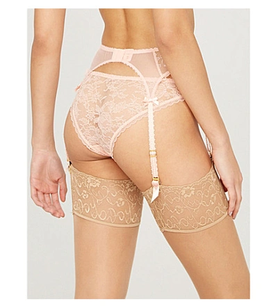 Shop Agent Provocateur Hinda Lace And Mesh Suspender Belt In Nude