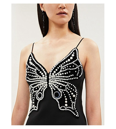 Shop David Koma Butterfly-motif Stretch-crepe Mini Dress In Black/silver