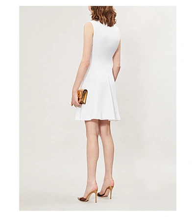 Shop Versace Round-neck Sleeveless Crepe Mini Dress In White/ Black