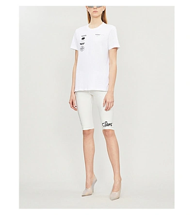 Shop Off-white Logo-print Cotton-jersey T-shirt In White