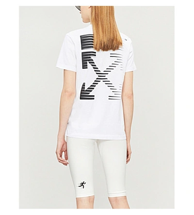 Shop Off-white Logo-print Cotton-jersey T-shirt In White