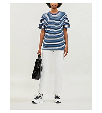 Shop Acne Studios Striped Cotton-jersey T-shirt In Navy Blue
