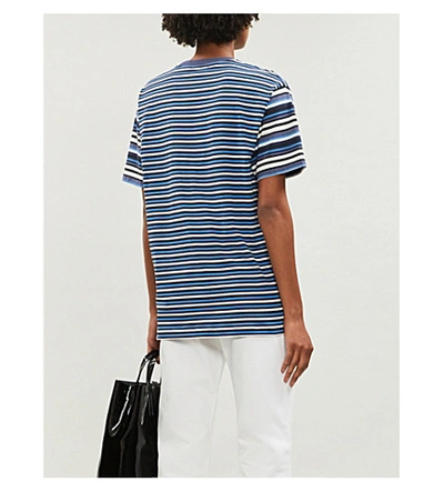 Shop Acne Studios Striped Cotton-jersey T-shirt In Navy Blue