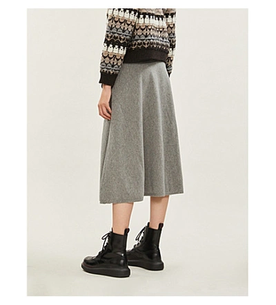 Shop Stella Mccartney A-line Wool-blend Midi Skirt In Grey Melange