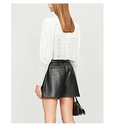 Shop The Kooples Lace-panel Cropped Cotton Blouse In Whi01
