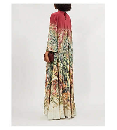 Shop Etro Landscape-print Silk-crepe Gown In Beige