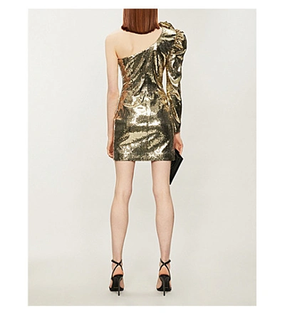 Shop Dundas One-shoulder Sequinned Dress In Gunmetal