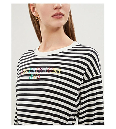 Shop Levi's Logo-embroidered Cotton-jersey T-shirt In Black/white Stripe