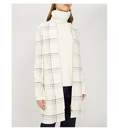 Shop Ted Baker Checked Woven Coat In White