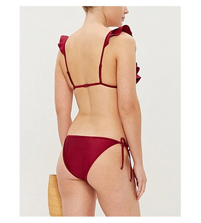 Shop Zimmermann Amari Flared-panel Swimsuit In Ruby