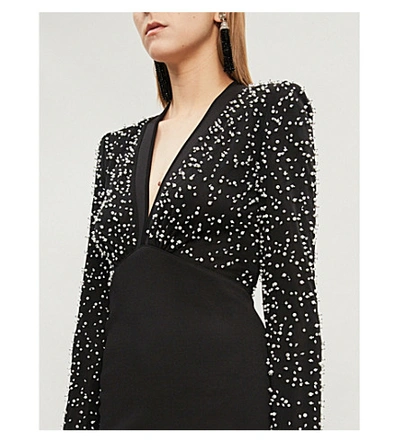 Shop Givenchy Pearl-embellished Crepe Mini Dress In Black