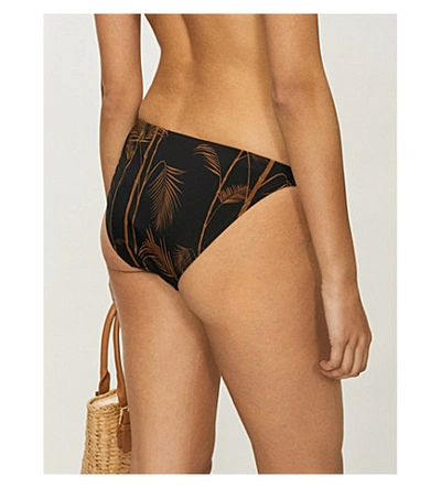 Shop Ted Baker Floral-print Mid-rise Bikini Bottoms In Navy