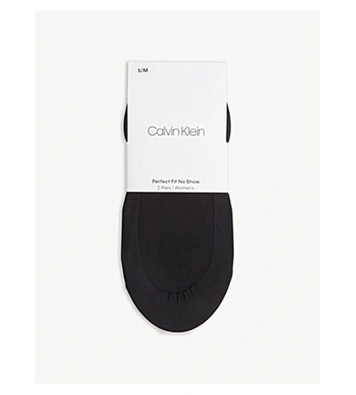 Shop Calvin Klein Womens Black No Show Cotton-blend Socks M/l