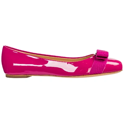 Shop Ferragamo Women's Leather Ballet Flats Ballerinas In Pink