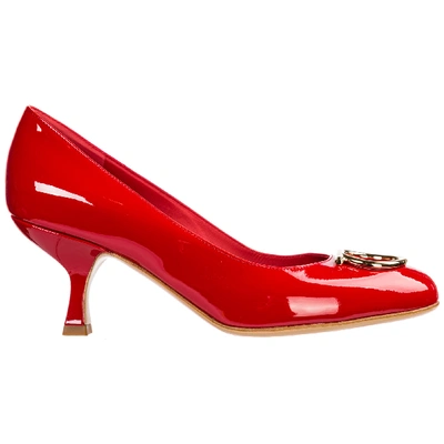 Shop Ferragamo Women's Leather Pumps Court Shoes High Heel In Red