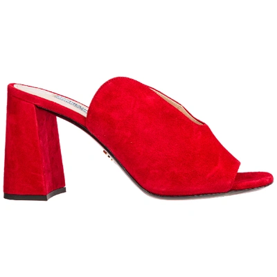 Shop Prada Women's Suede Mules Clogs In Red