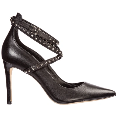Shop Michael Kors Women's Leather Pumps Court Shoes High Heel Jeannie In Black