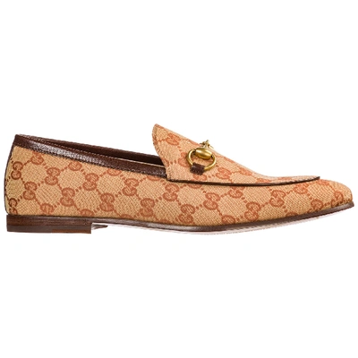 Shop Gucci Men's Loafers Moccasins Jordaan In Beige