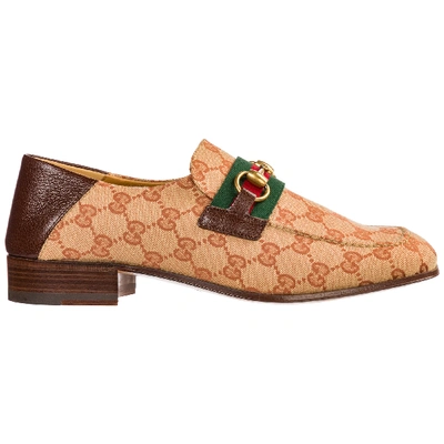 Shop Gucci Men's Loafers Moccasins Horsebit In Beige