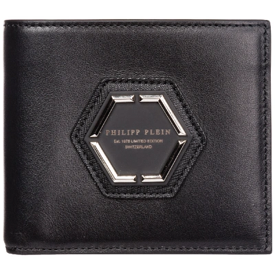 Shop Philipp Plein Men's Genuine Leather Wallet Credit Card Bifold In Black