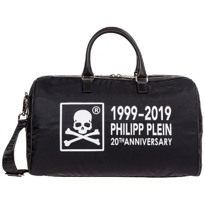 Shop Philipp Plein Travel Duffle Weekend Shoulder Bag Nylon Anniversary 20th In Black