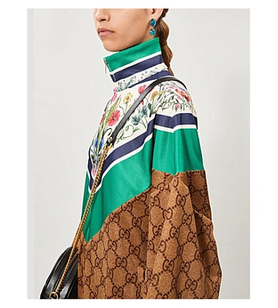 Shop Gucci Logo-print Jersey Track Jacket In Vintage Camel Green