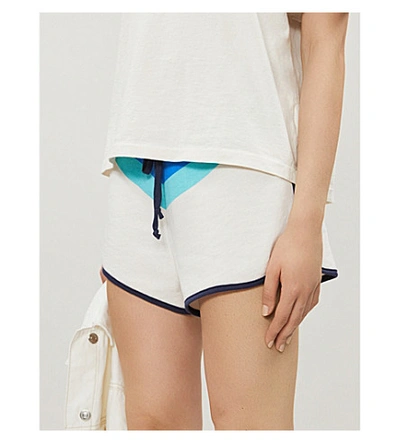 Shop Wildfox Pool Party Cotton-blend Jersey Shorts In Passion Chevron Bottoms
