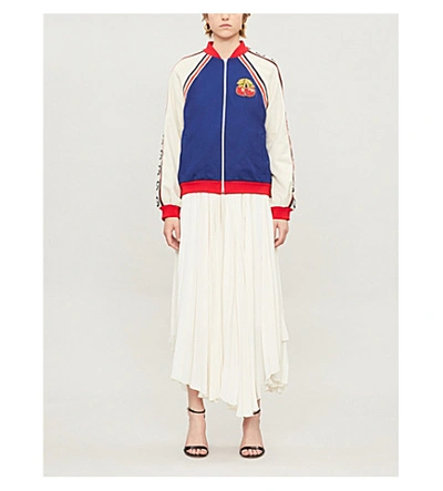 Shop Gucci Cherry-patch Jersey Jacket In Multi