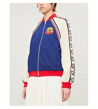 Shop Gucci Cherry-patch Jersey Jacket In Multi