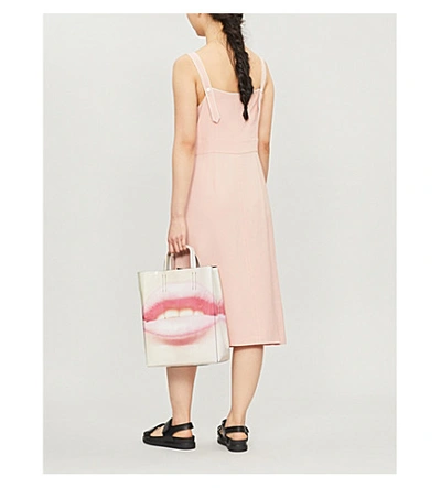 Shop Rag & Bone Tia Buttoned-side Crepe Dress In Dusty Rose