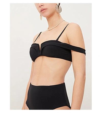Shop Alexandra Miro Lola Off-the-shoulder Bikini Top In Blk