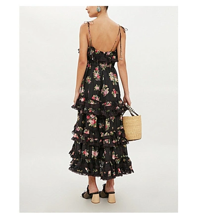 Shop Zimmermann Honour Silk Dress In Black Floral