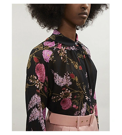 Shop Giambattista Valli Floral-print Silk Blouse In Black Ramage