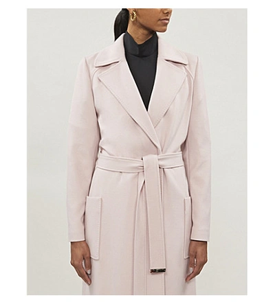 Shop Ted Baker Longline Felt Wrap Coat In Dusky-pink